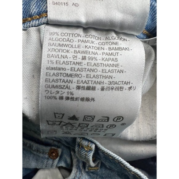 Levis Jeans Womens 31 Light Blue Denim Button Fly Stretch Raw Hem Straight 31x26 - Picture 7 of 11